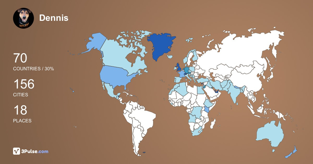 Dennis Verdon's Travel Map Image