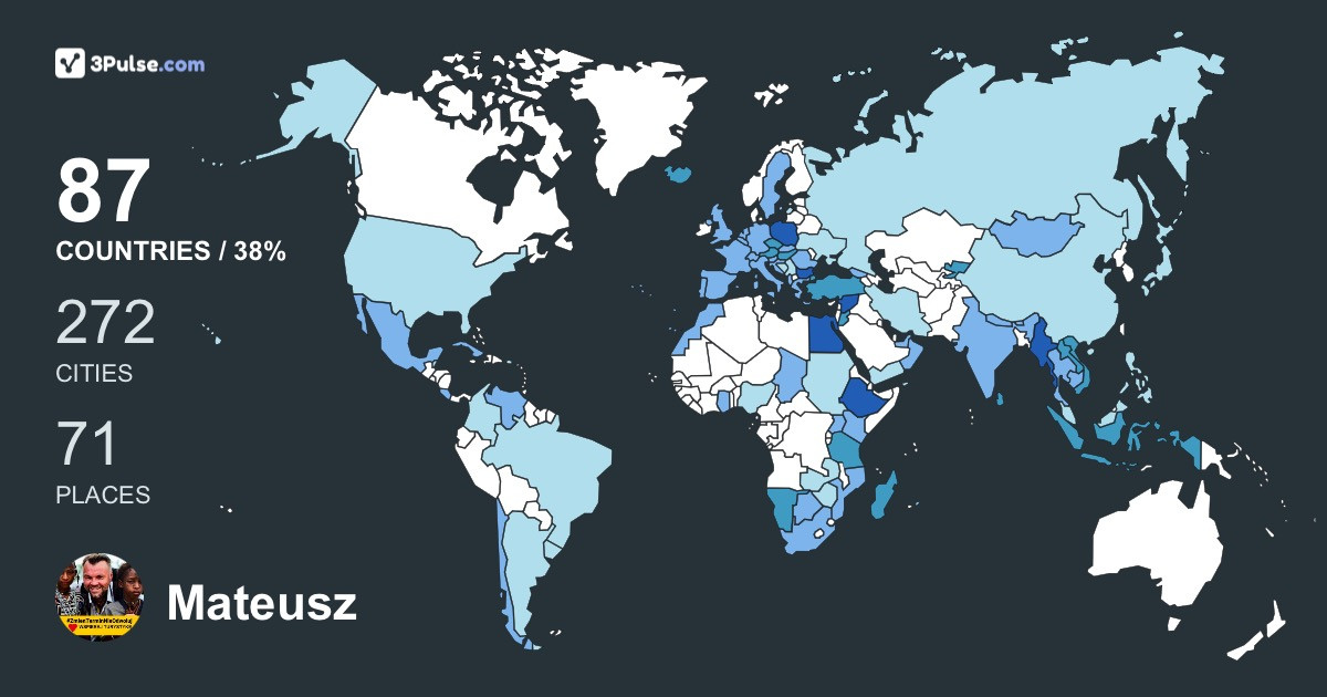 Mateusz Karasinski's Travel Map Image