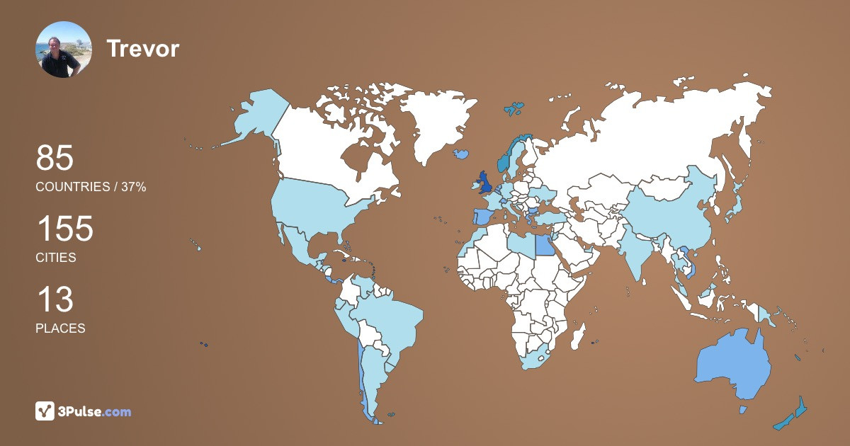 Trevor Bland's Travel Map Image