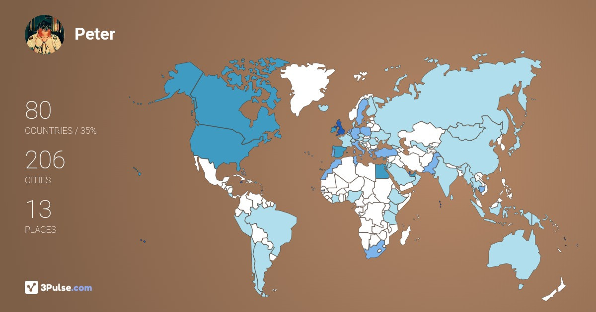 Peter Giffney's Travel Map Image