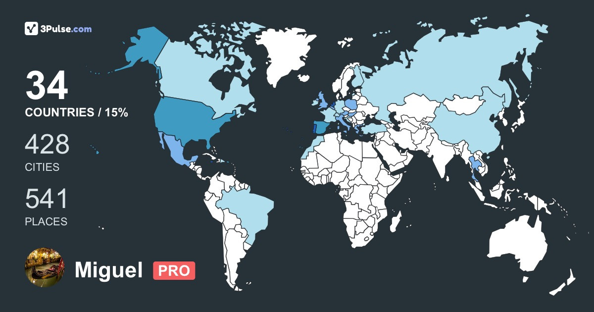 Miguel Hilario's Travel Map Image