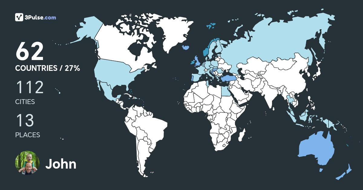 John Dennett's Travel Map Image