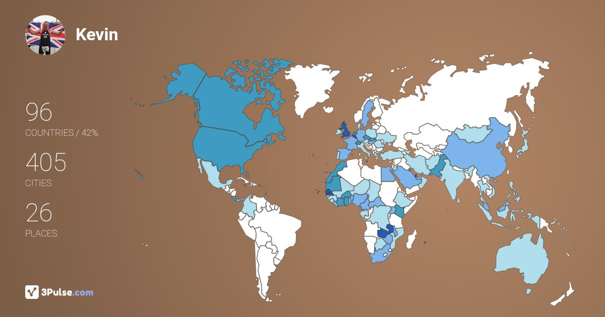 Kevin Orchard's Travel Map Image