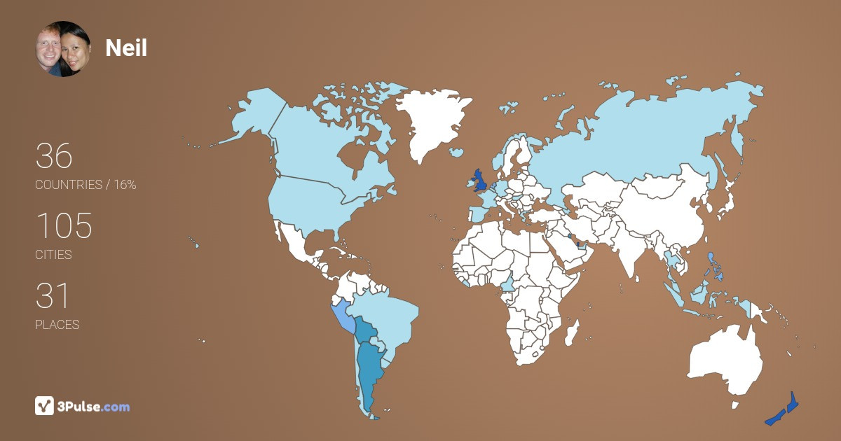 Neil Barnsdall's Travel Map Image