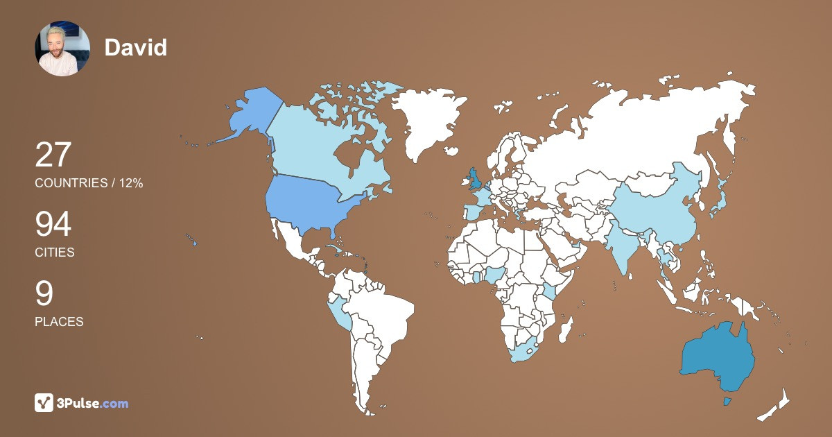 David Welsh's Travel Map Image
