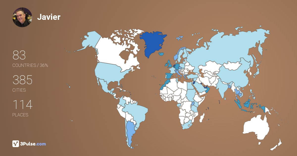 Javier Sanchez-Nieto's Travel Map Image