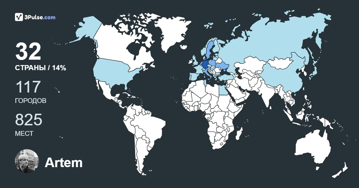 Artem Gawrisch's Travel Map Image