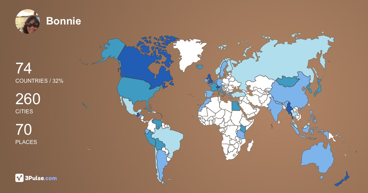 Bonnie Banerjee's Travel Map Image