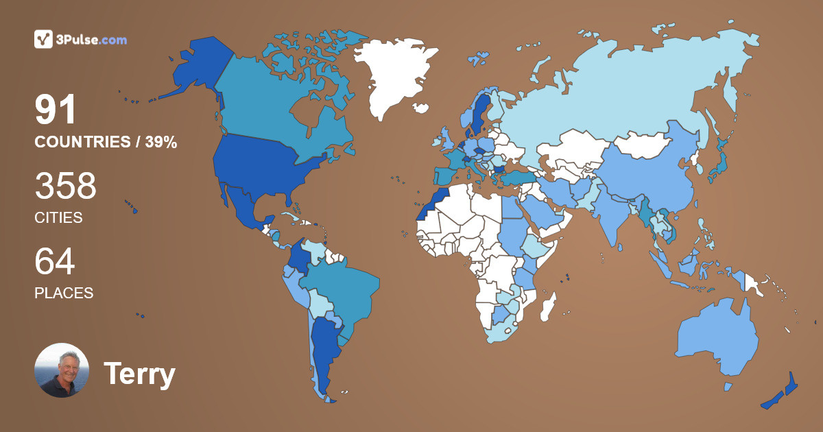 Terry Singleton's Travel Map Image