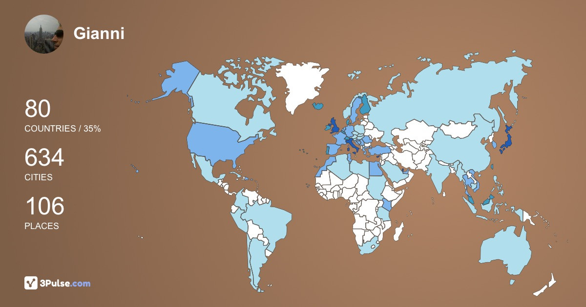 Gianni Cossar's Travel Map Image