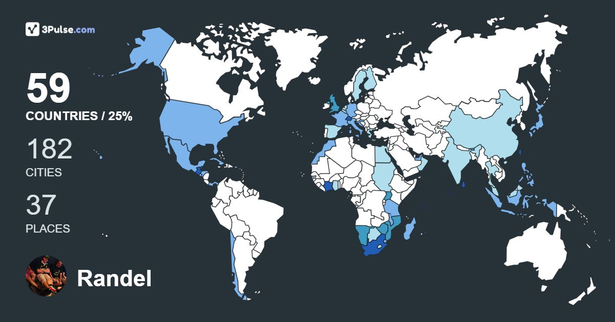 Randel Heerden's Travel Map Image
