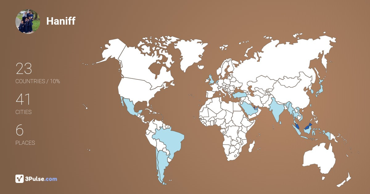 Haniff Mohammad's Travel Map Image