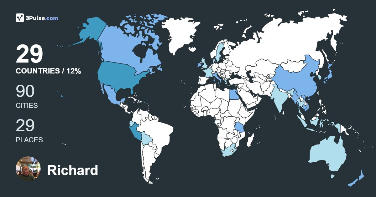 Richard Cowan's Travel Map Image