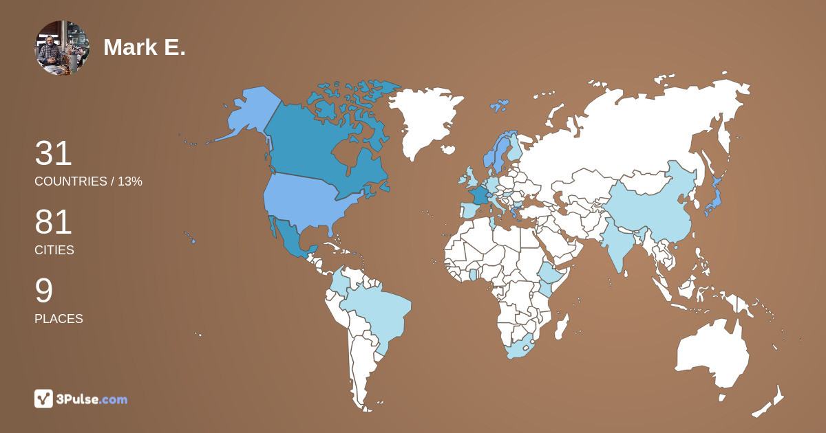 Mark E. Casida's Travel Map Image