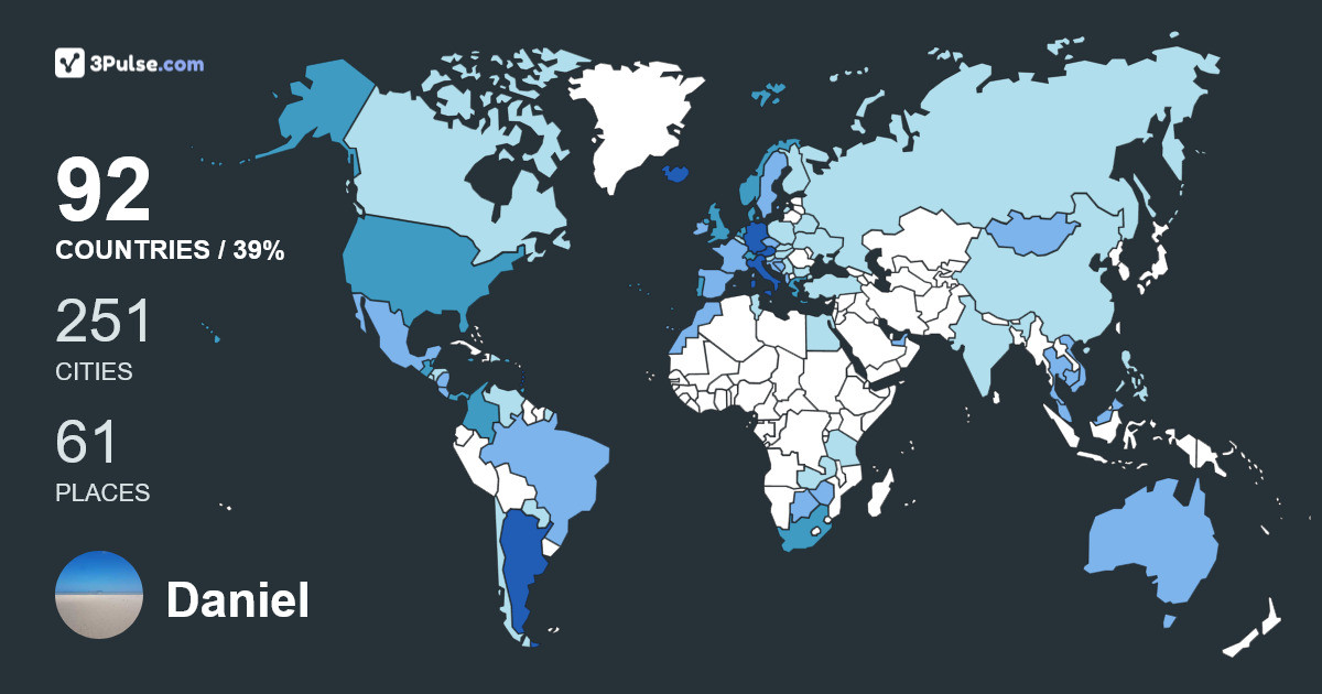 Daniel Nightliner's Travel Map Image
