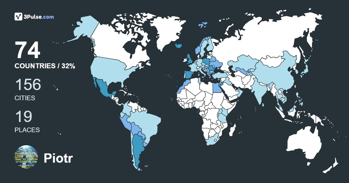 Piotr Grygoruk's Travel Map Image