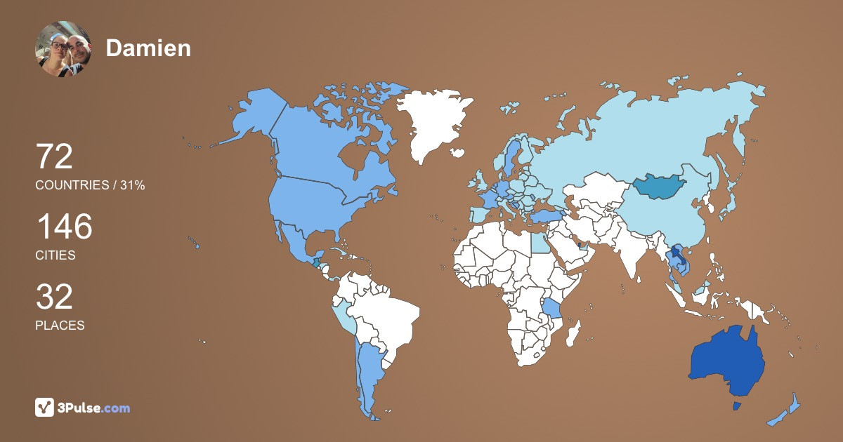 Damien Ledeunff's Travel Map Image