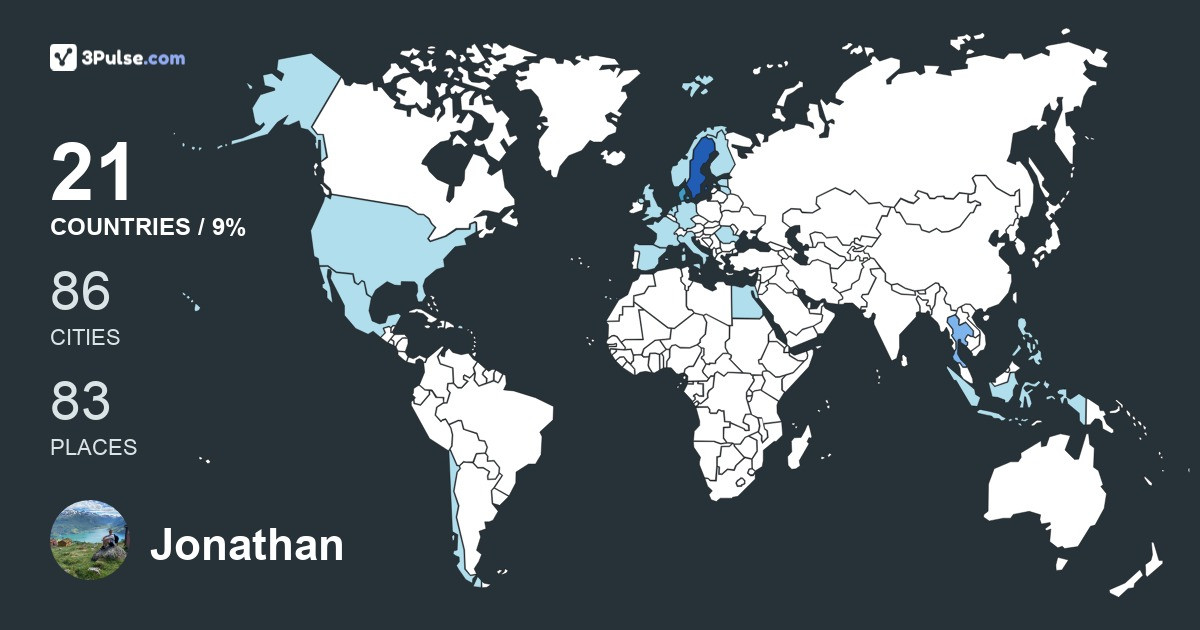 Jonathan Erlandsson's Travel Map Image