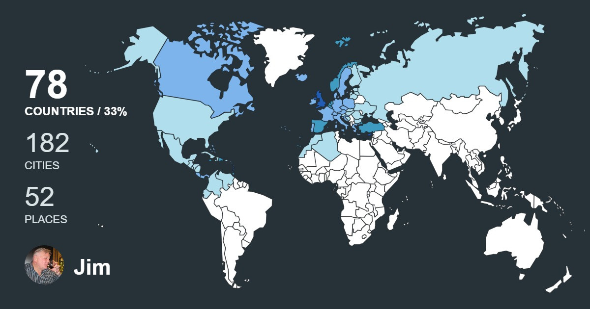 Jim Wallace's Travel Map Image