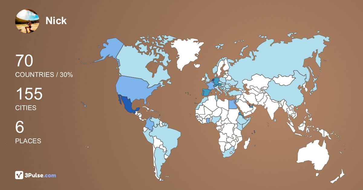 Nick Brugge's Travel Map Image