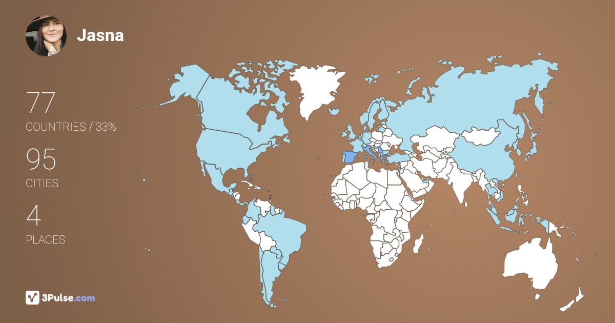 Jasna Calakovic's Travel Map Image
