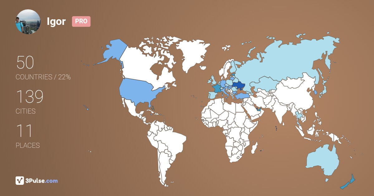 Igor Kondratiuk's Travel Map Image