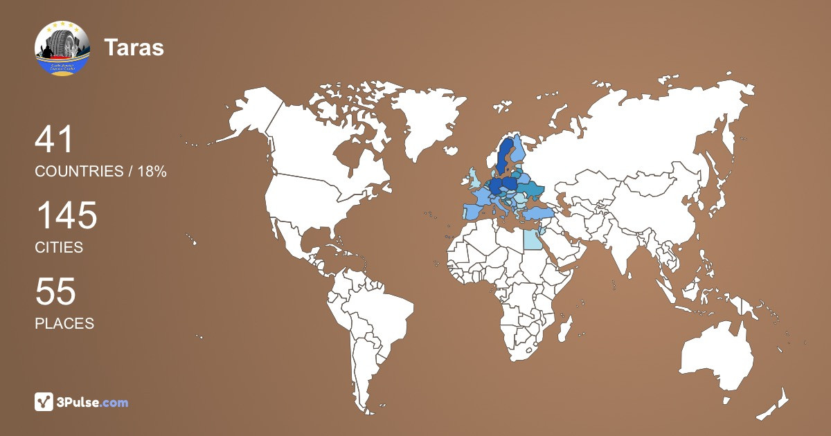 Taras Bonchevskyi's Travel Map Image