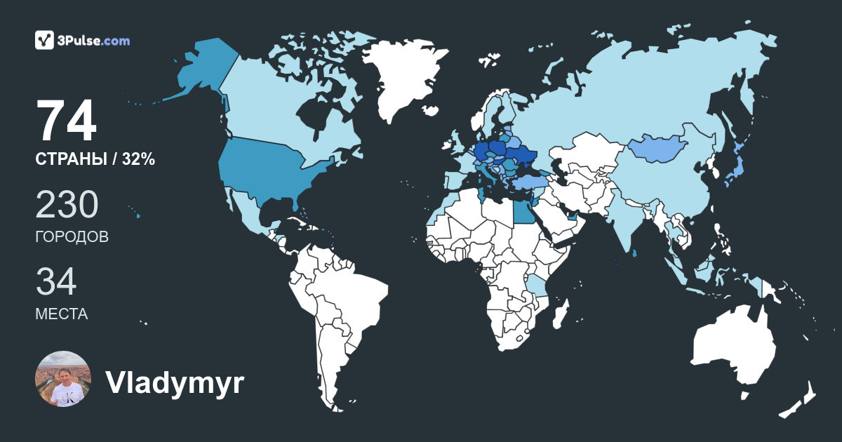 Изображение Карты путешествий Vladymyr Zaiets