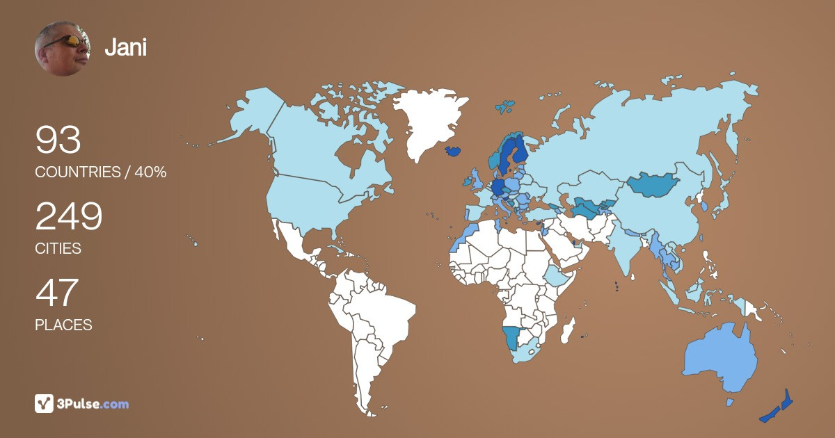 Изображение Карты путешествий Jani Kiiskinen