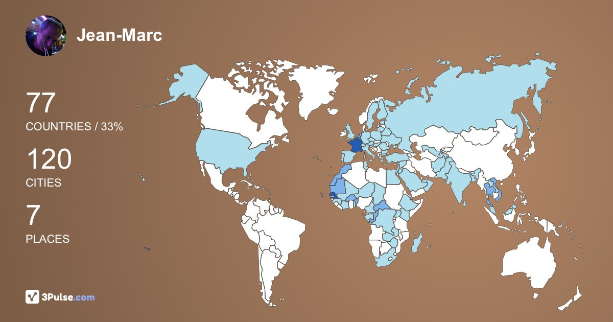 Jean-Marc Moret's Travel Map Image