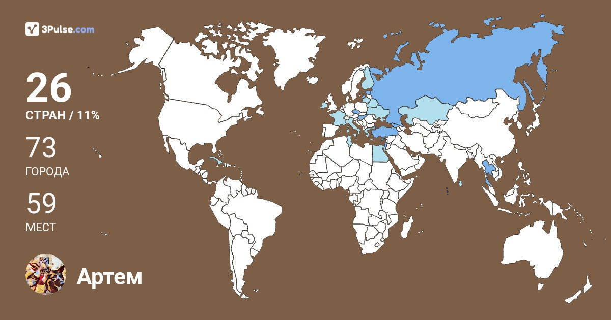 Артем Берлянд's Travel Map Image