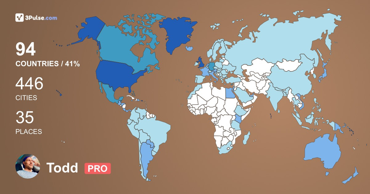 Todd Scrutchfield's Travel Map Image