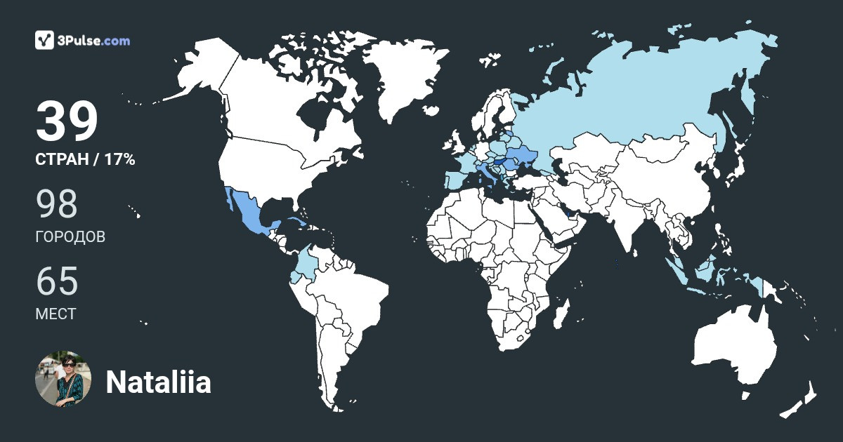 Nataliia Fedoruk's Travel Map Image