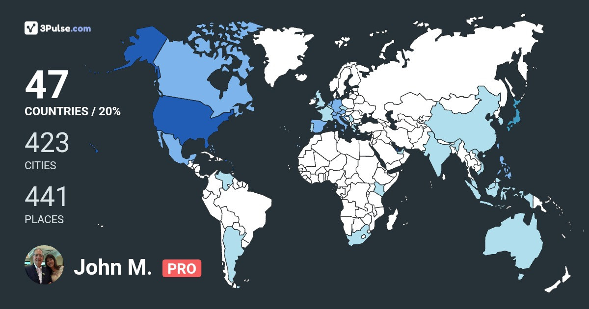 John M. Cutter's Travel Map Image