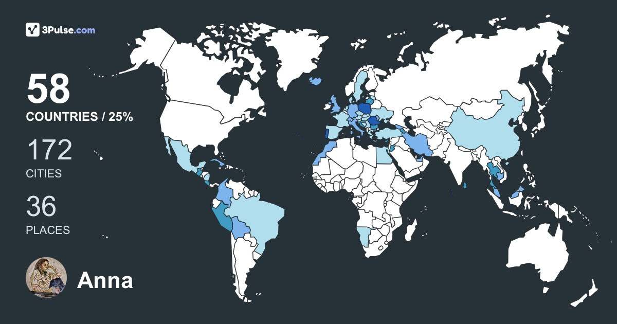 Anna Woźnica's Travel Map Image