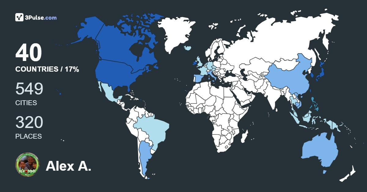 Alex A. Sablan's Travel Map Image