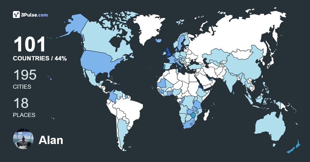 Alan Mills's Travel Map Image