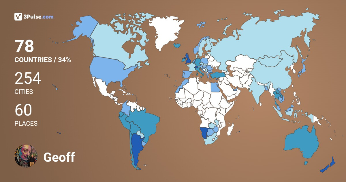 Geoff Baker's Travel Map Image
