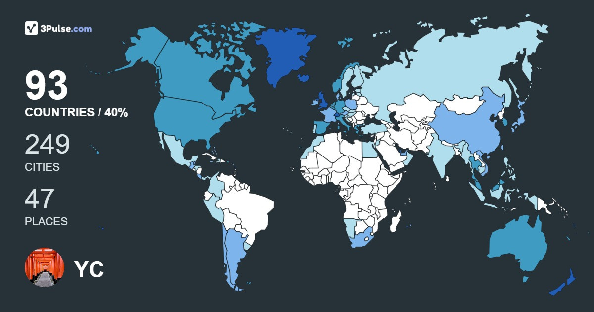 YC Tan's Travel Map Image