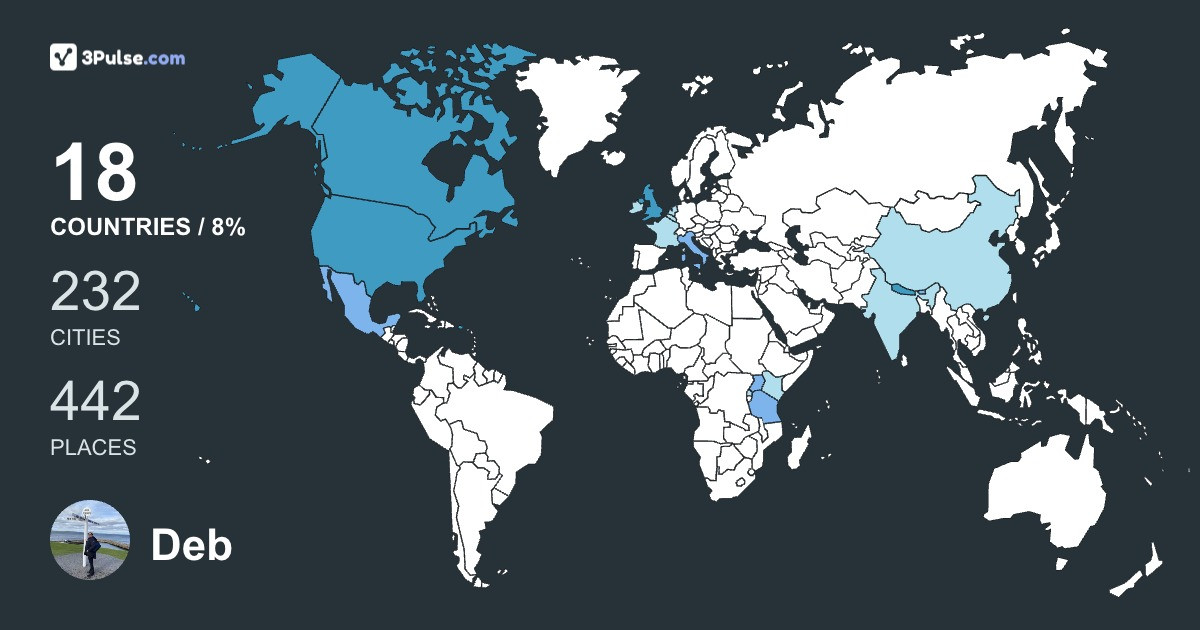 Deb Ellen's Travel Map Image