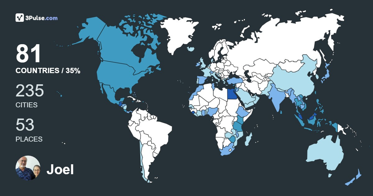 Joel Metcalf's Travel Map Image
