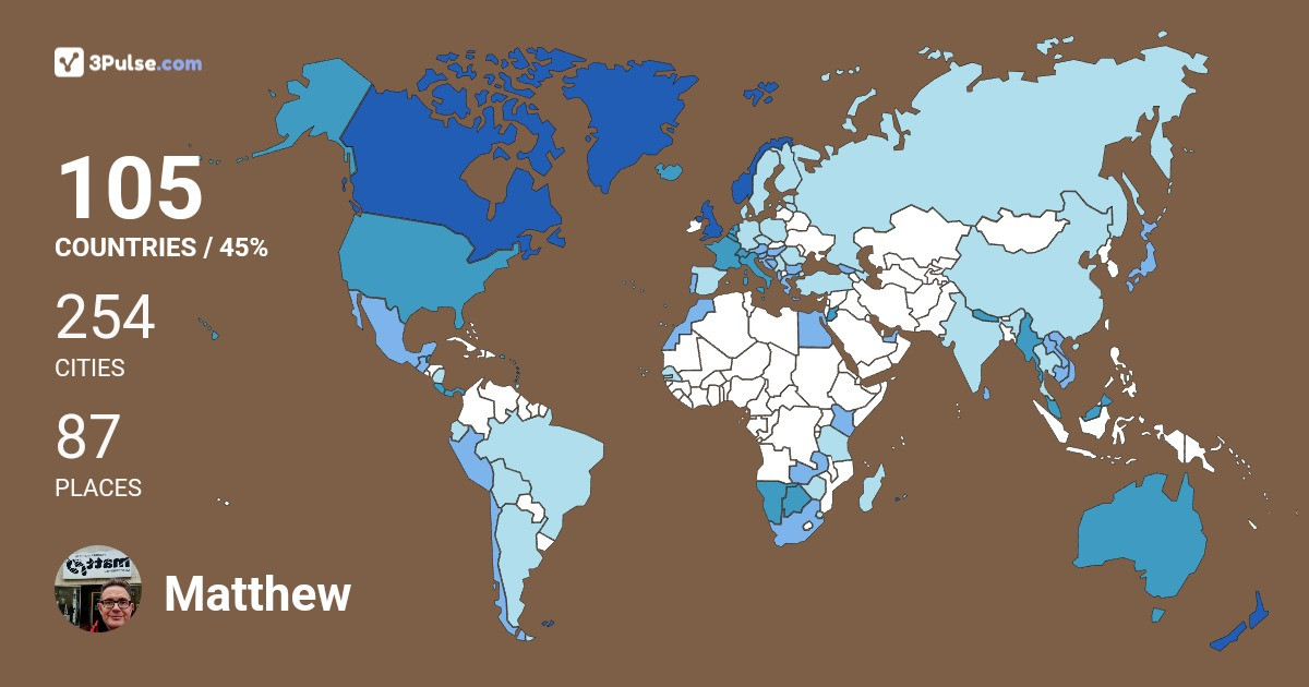 Matthew Ayres's Travel Map Image