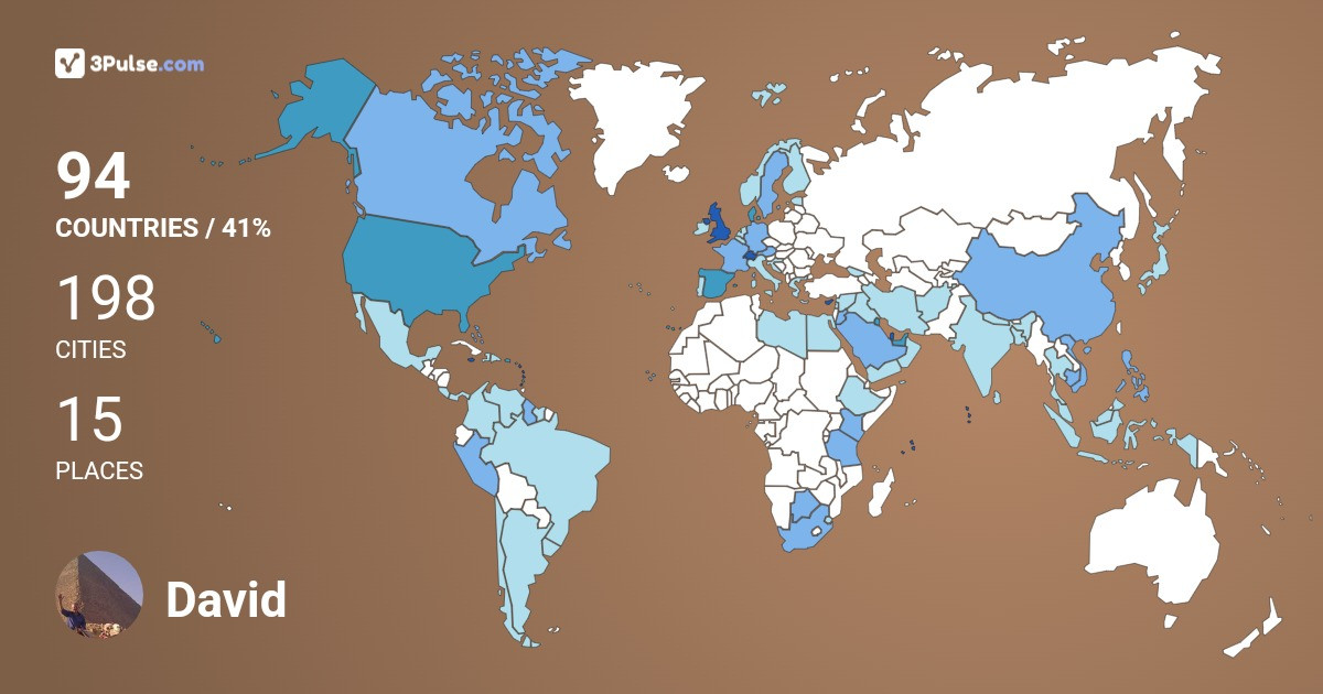 David Evans's Travel Map Image