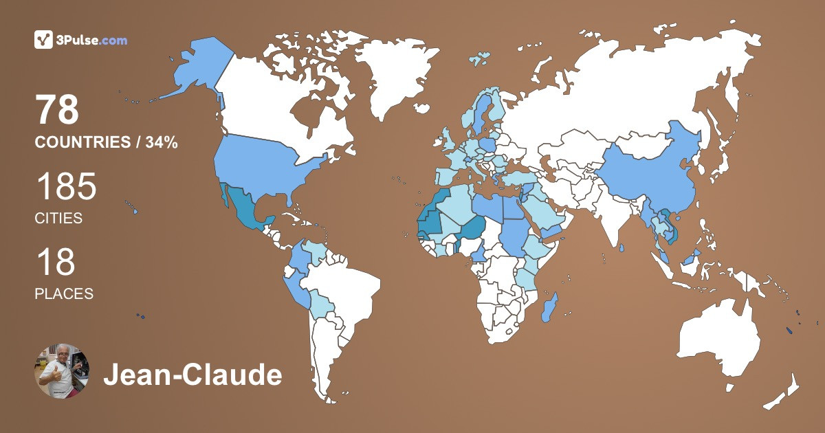 Jean-Claude Grignon's Travel Map Image