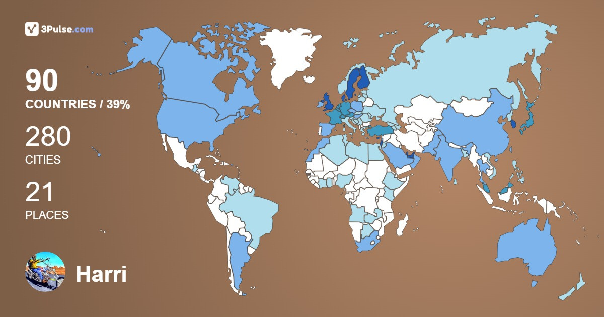 Harri Seppänen's Travel Map Image