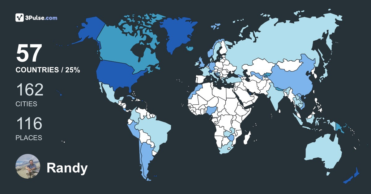 Randy Rohrer's Travel Map Image