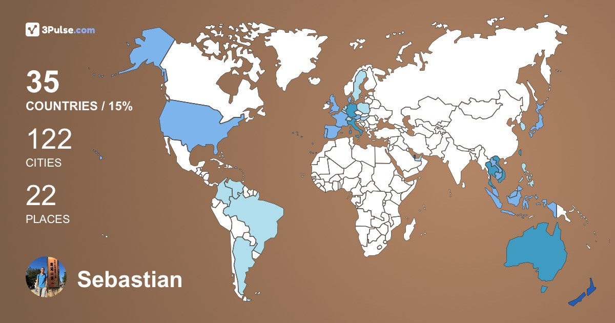 Sebastian Roser's Travel Map Image