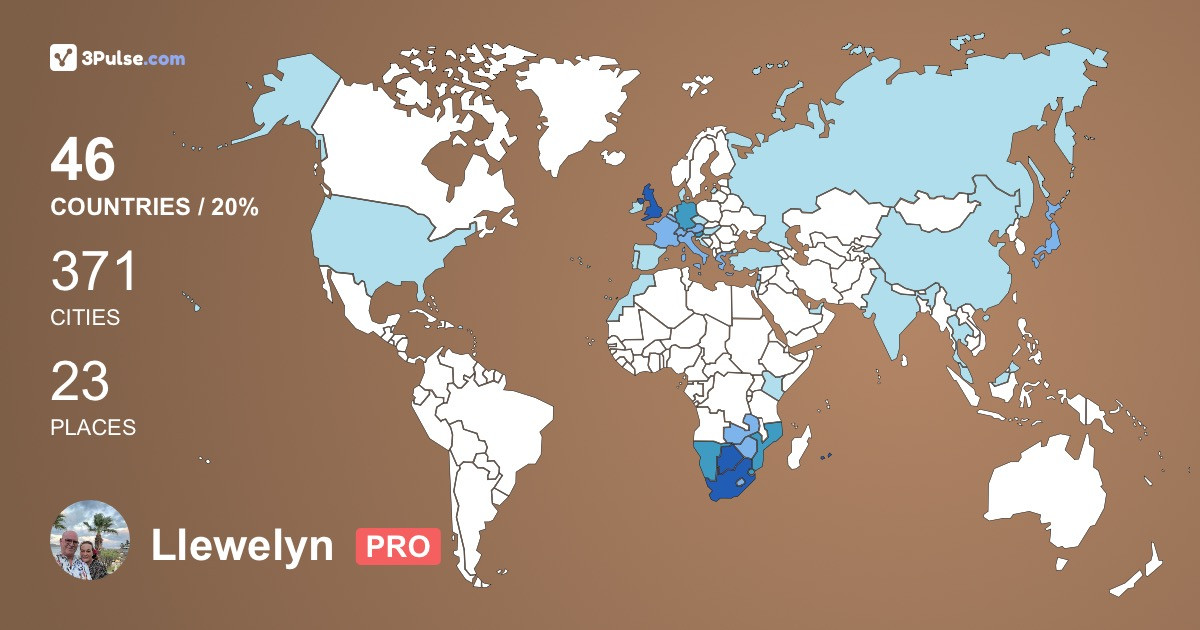 Llewelyn Mulder's Travel Map Image