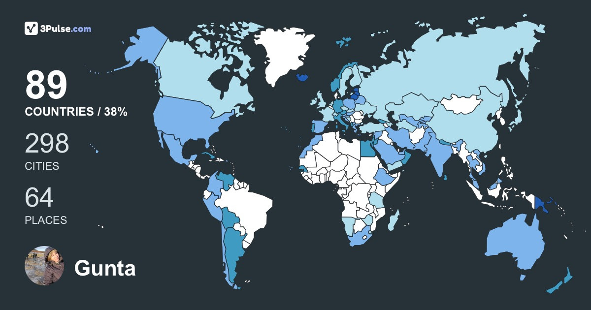Gunta Kursīte's Travel Map Image
