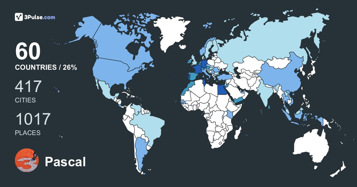 Pascal Gaudry's Travel Map Image